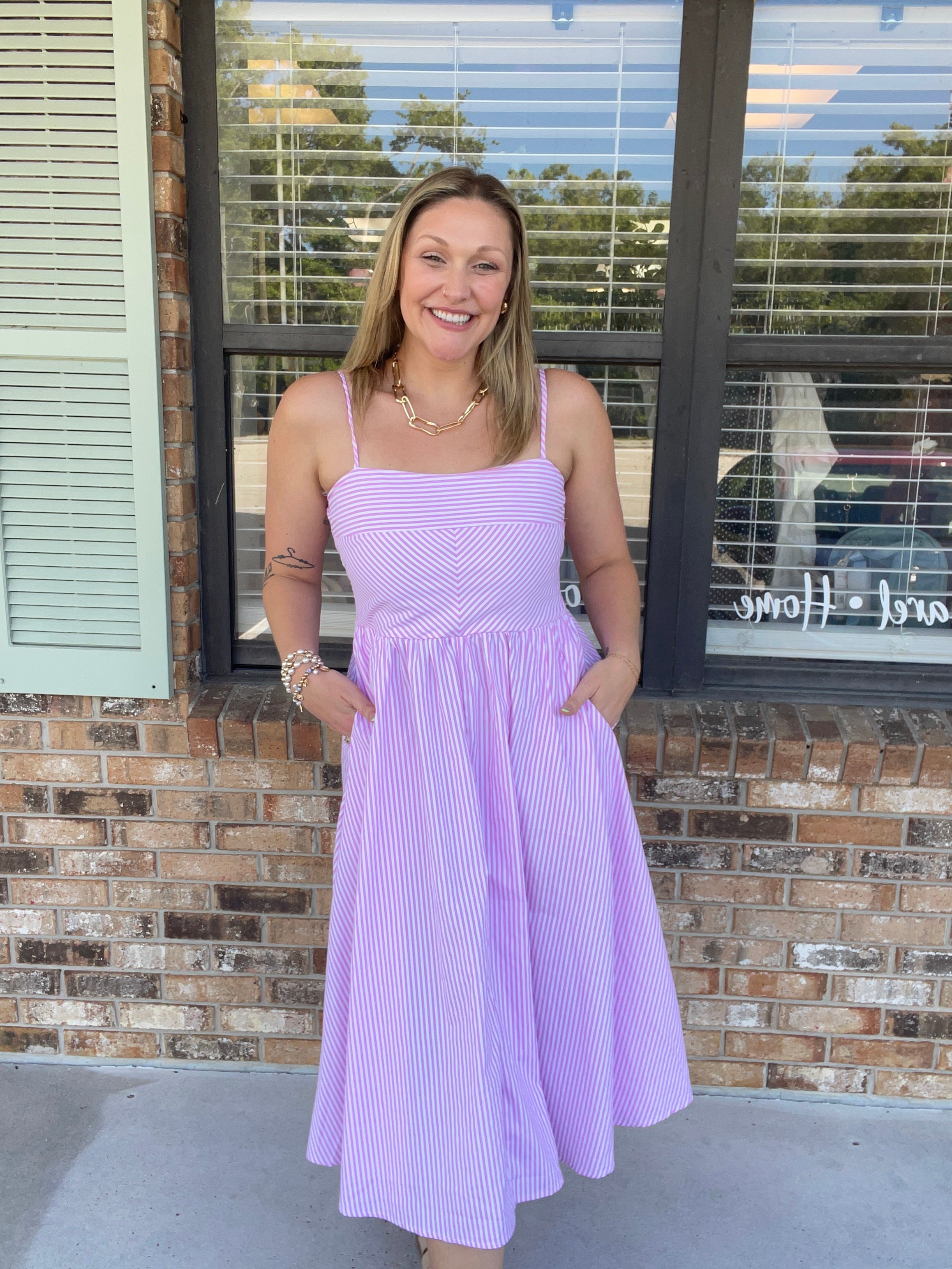 Polly Pink Striped Dress