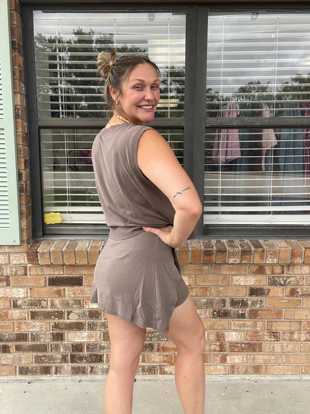 Latte Run Taupe Skort