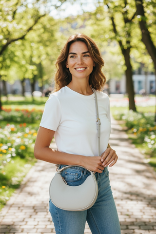 Eggshell Half-Moon Purse