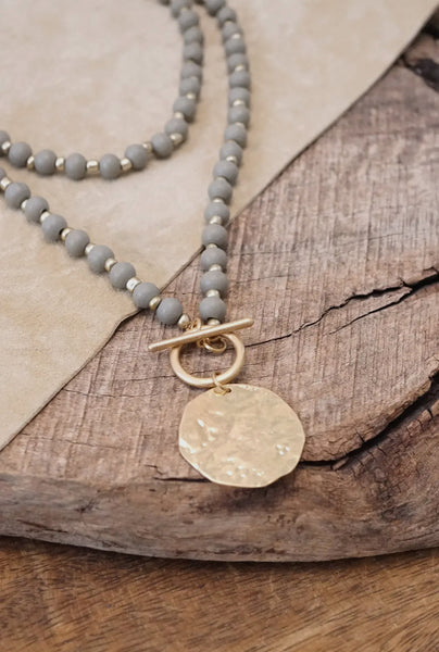 Grey Wooden Necklace