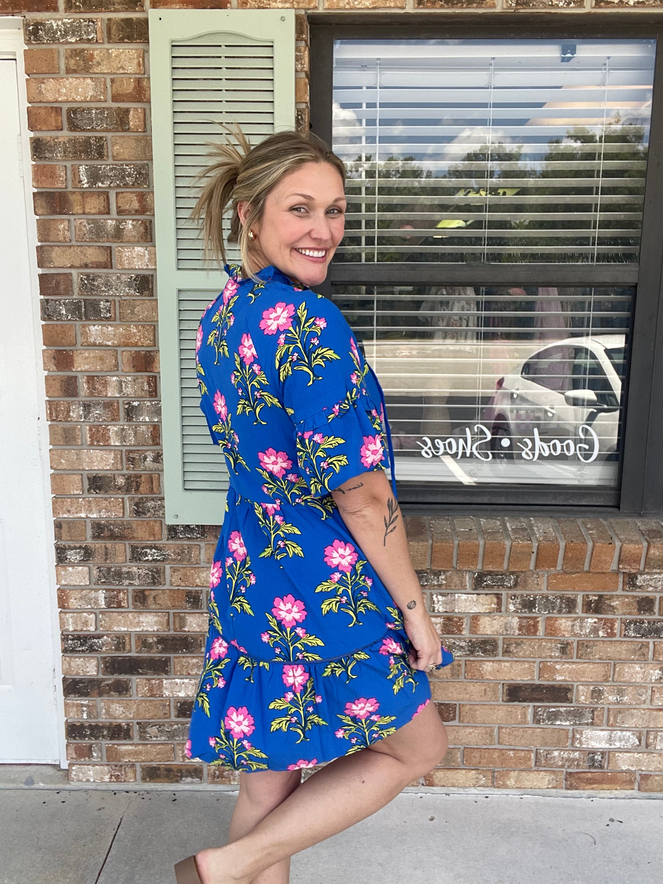 Blue Bloom Midi Dress