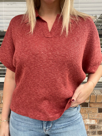 Copper Leaf Knit Top