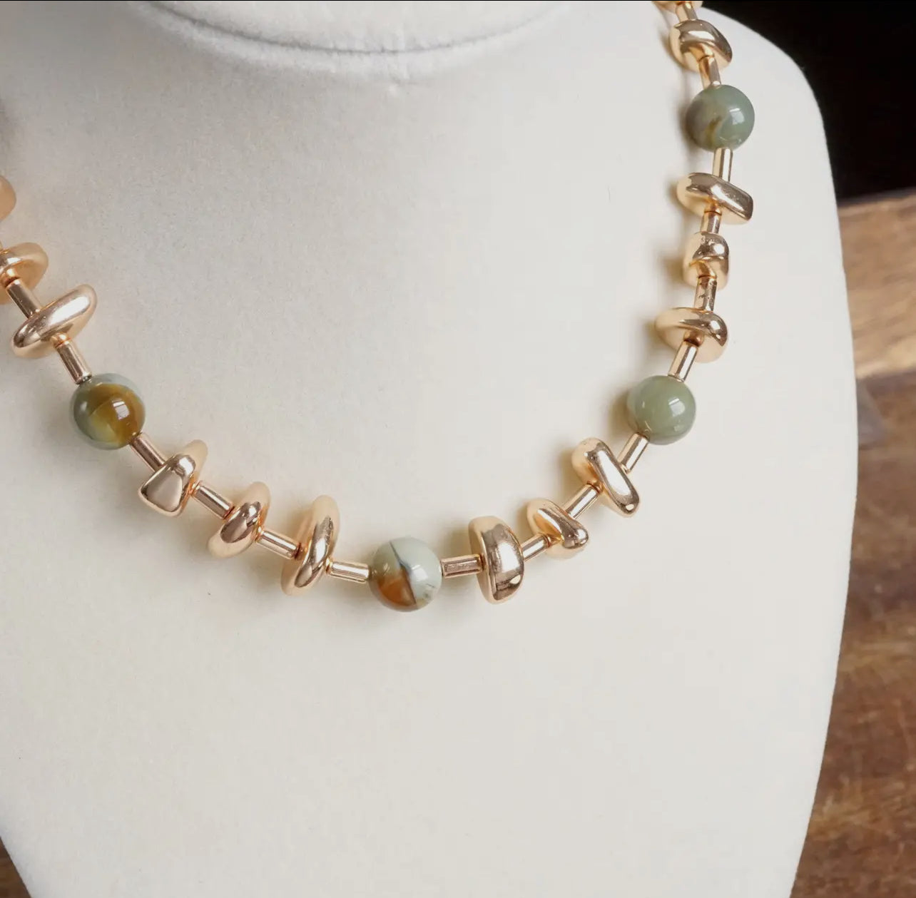 Beaded Glass Green Necklace
