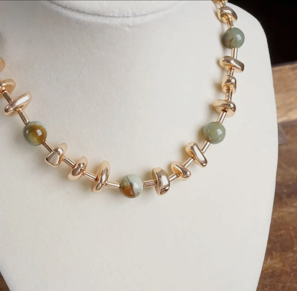 Beaded Glass Green Necklace