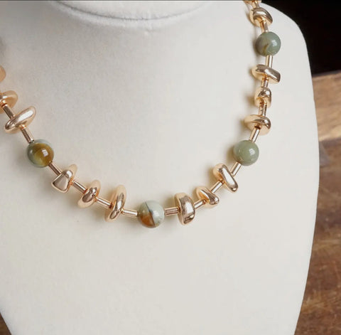 Beaded Glass Green Necklace