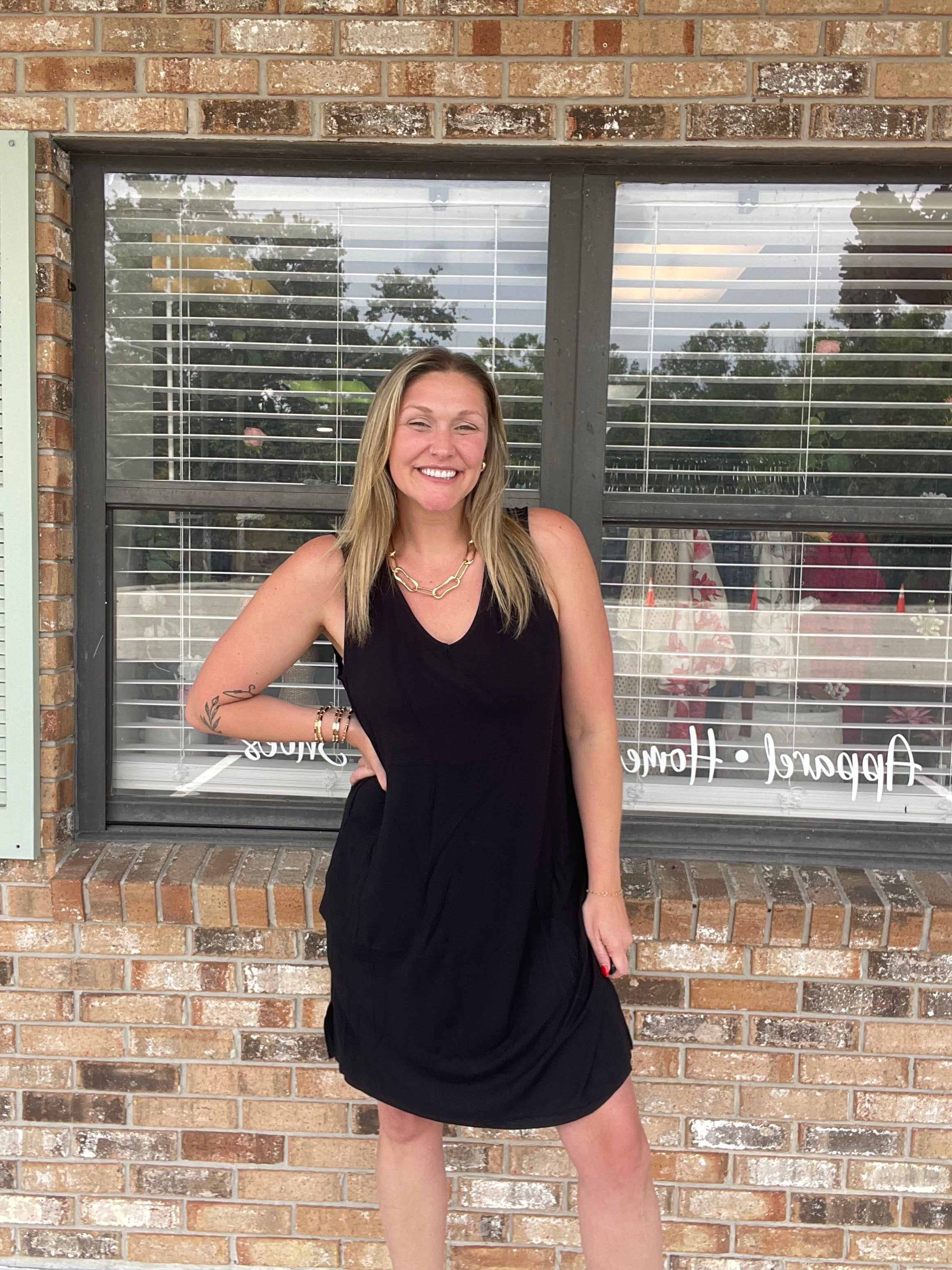 Black Basic Swing Dress