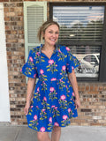 Blue Bloom Midi Dress