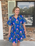 Blue Bloom Midi Dress