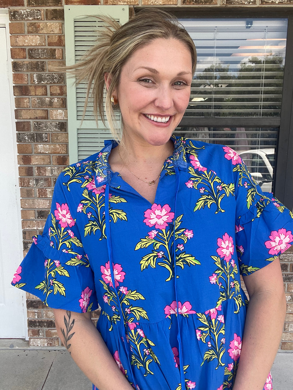 Blue Bloom Midi Dress