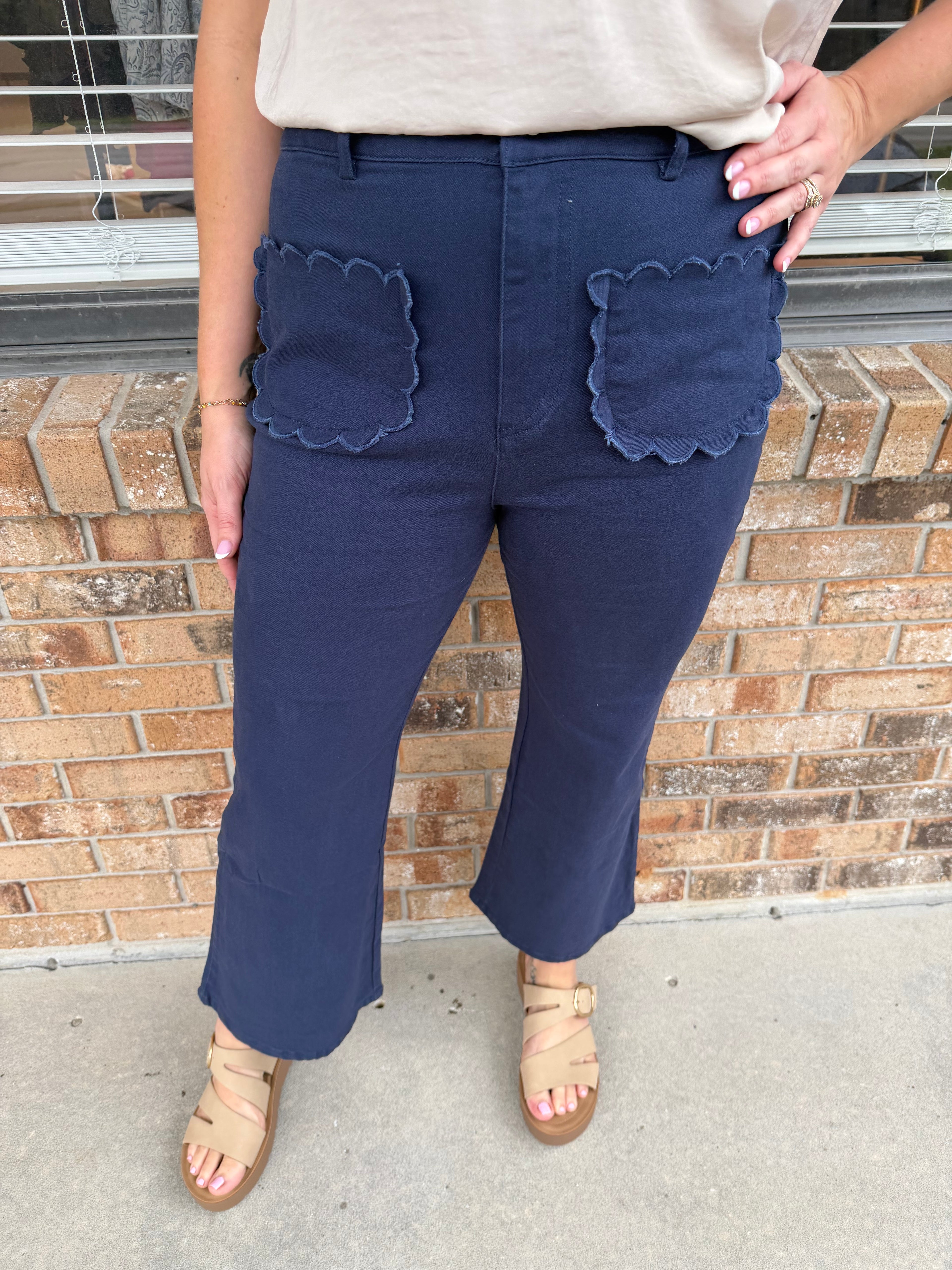 Navy Orchard Wide Leg Pants
