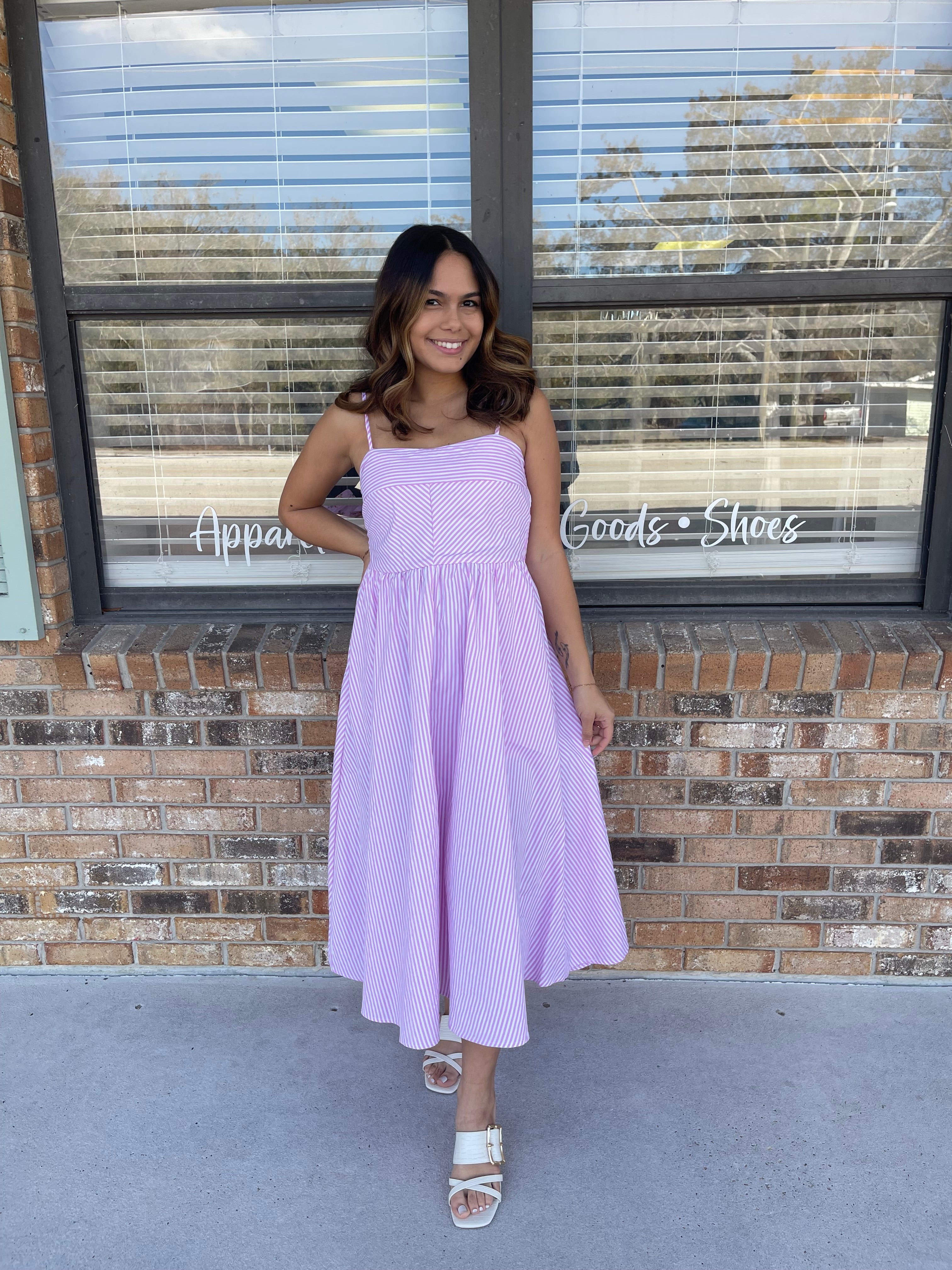 Polly Pink Striped Dress