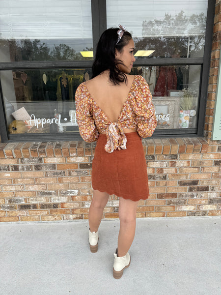 Brick Corduroy Mini Skirt