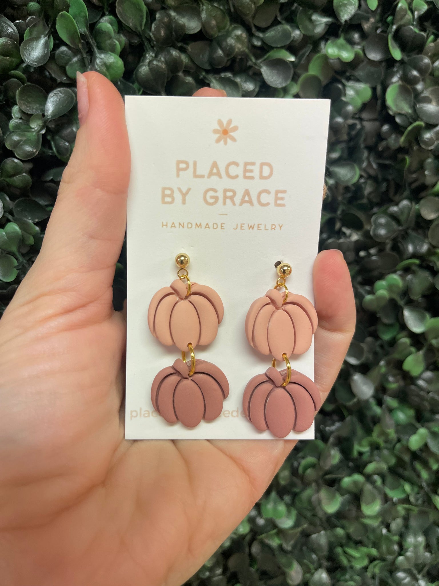 Brown Pink Pumpkin Dangles