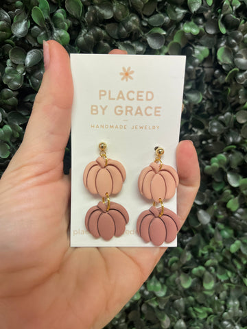Brown Pink Pumpkin Dangles