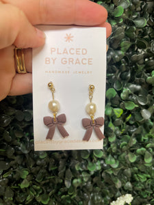 Brown Bow Earrings