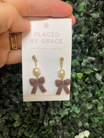 Brown Bow Earrings