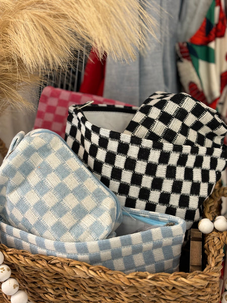 Travel Checkered Makeup Pouches