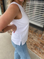 White Crepe Tank