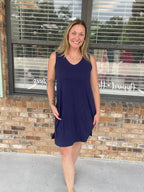Navy Basic Swing Dress