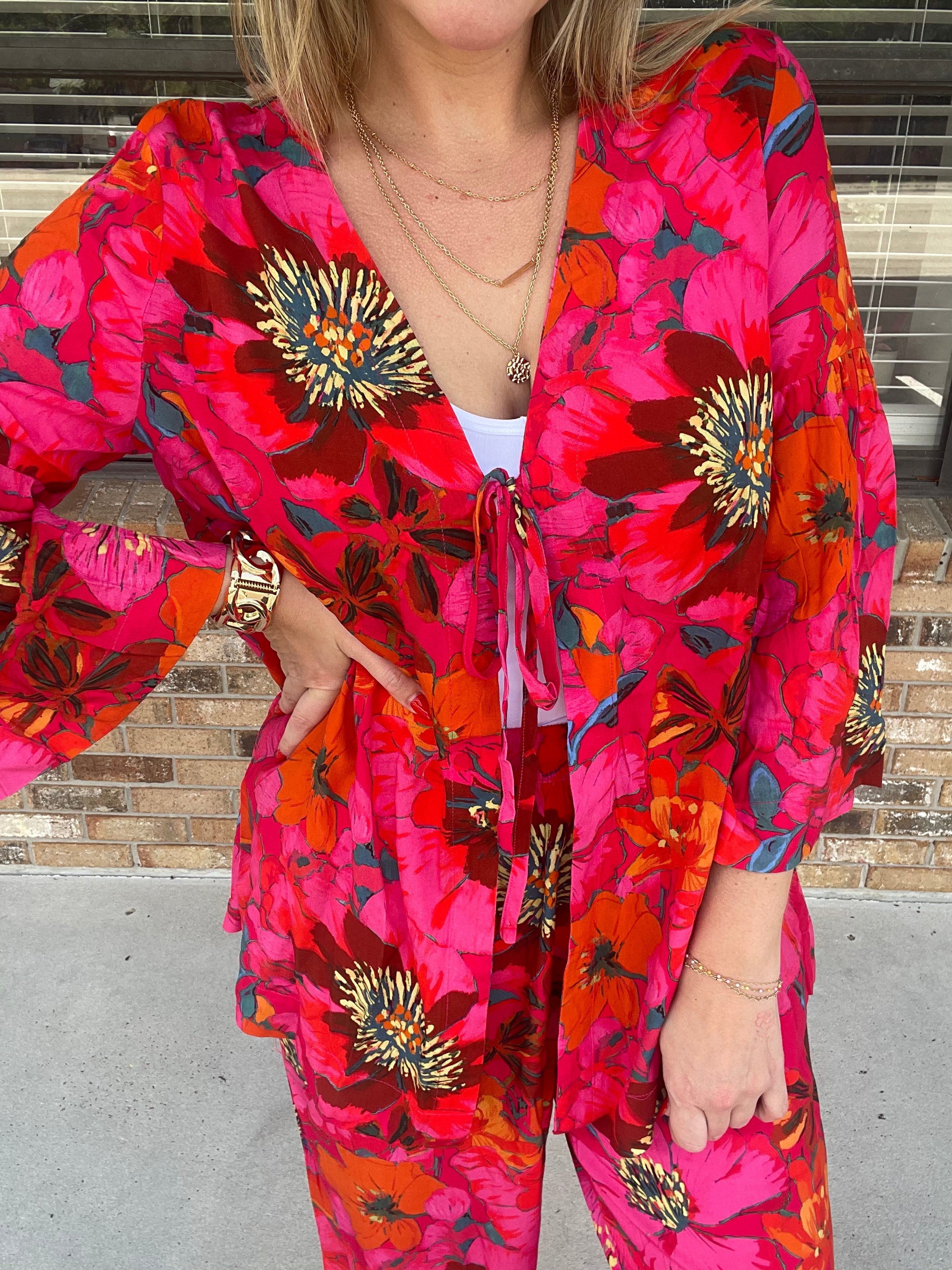 Electric Bloom Tie Top