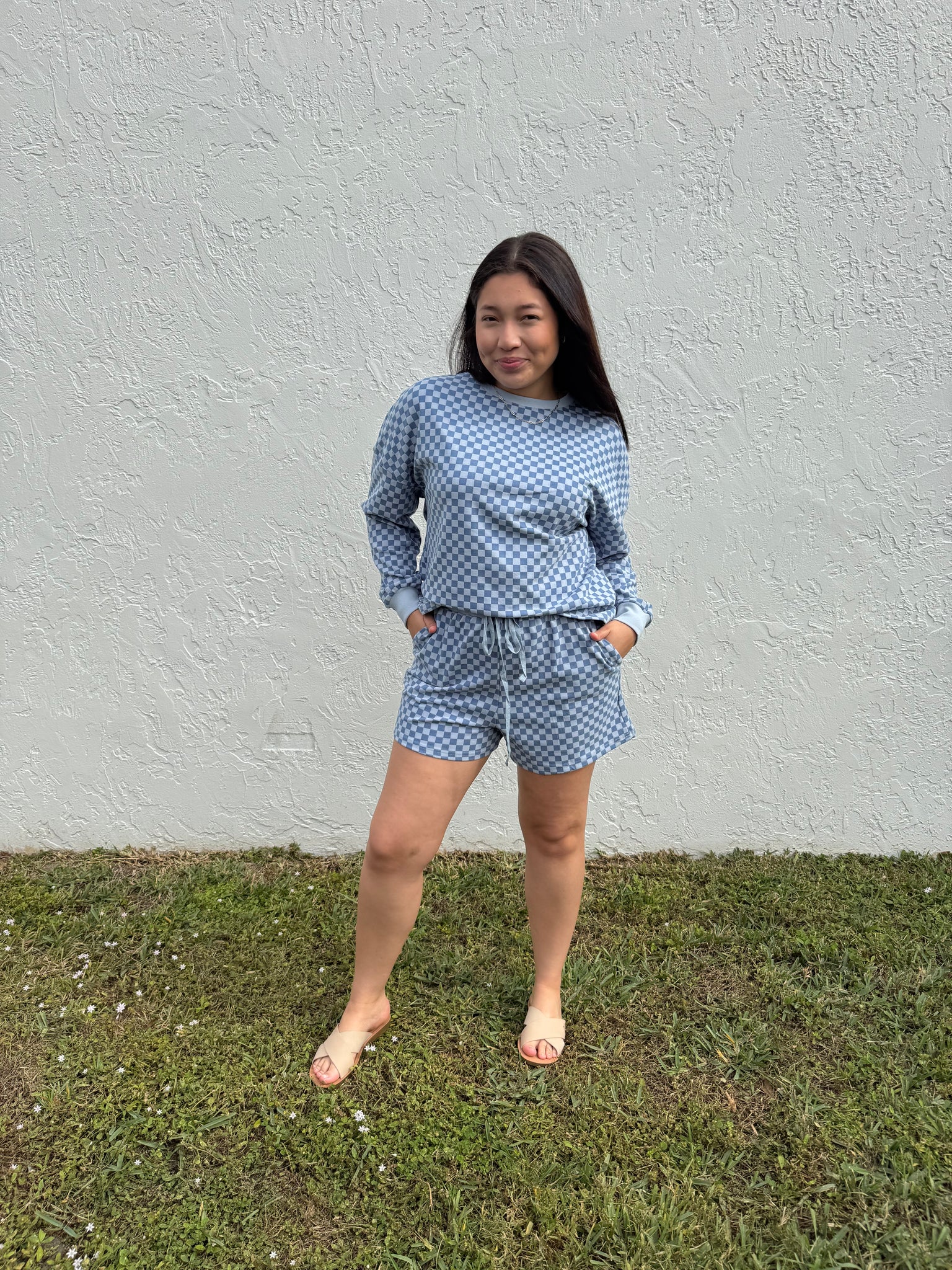 Baby Blue Checkered Top