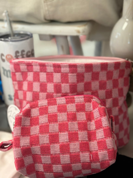 Travel Checkered Makeup Pouches