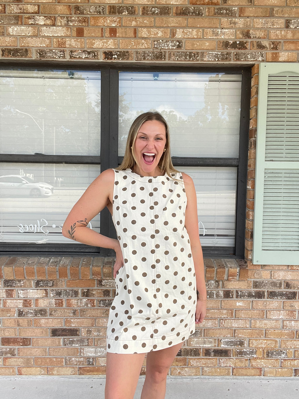 Mocha Dot Mini Dress