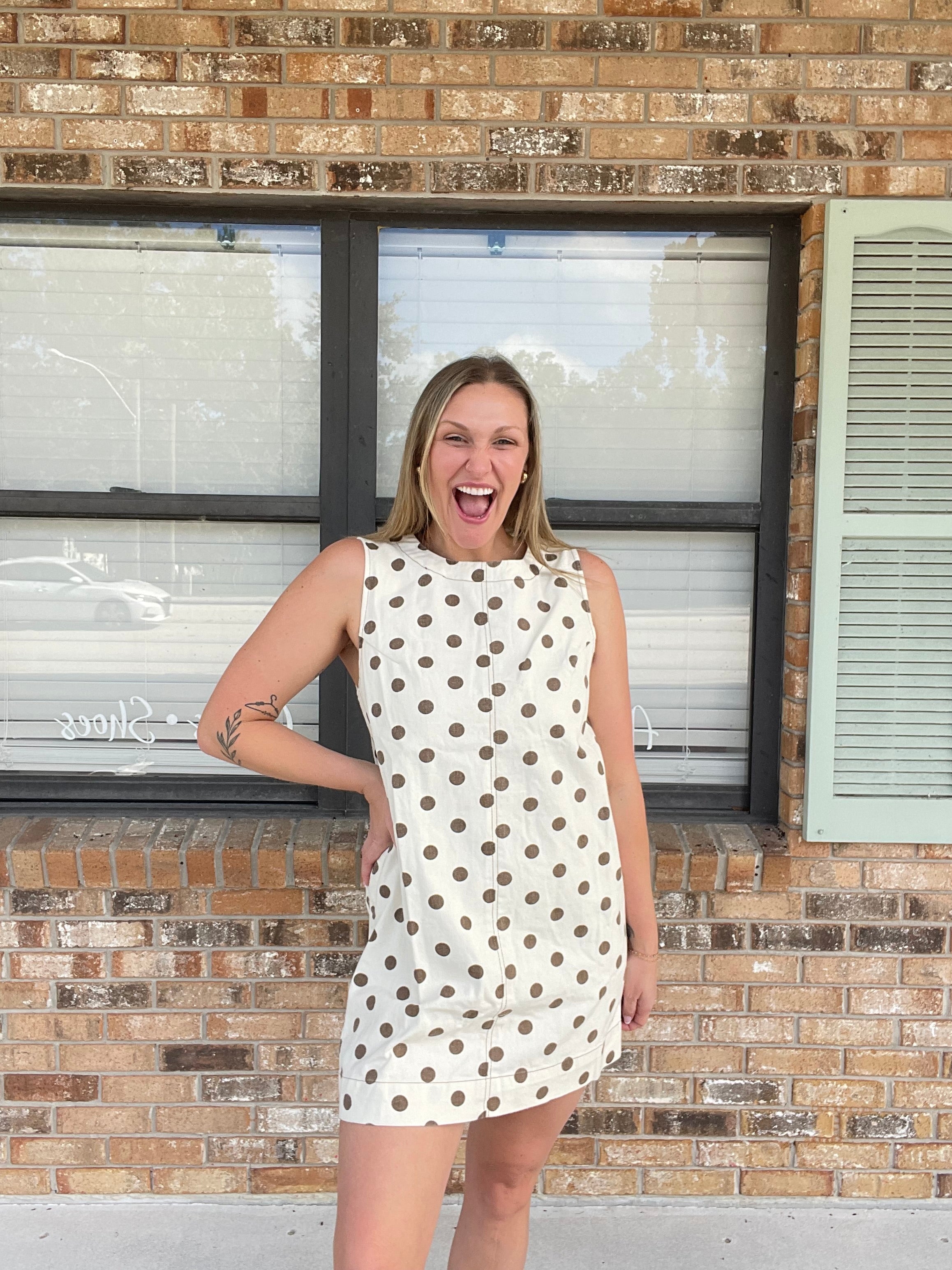 Mocha Dot Mini Dress