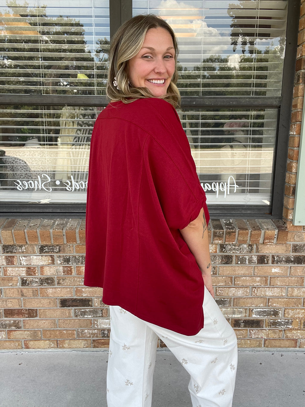 Sangria Red Oversized Top