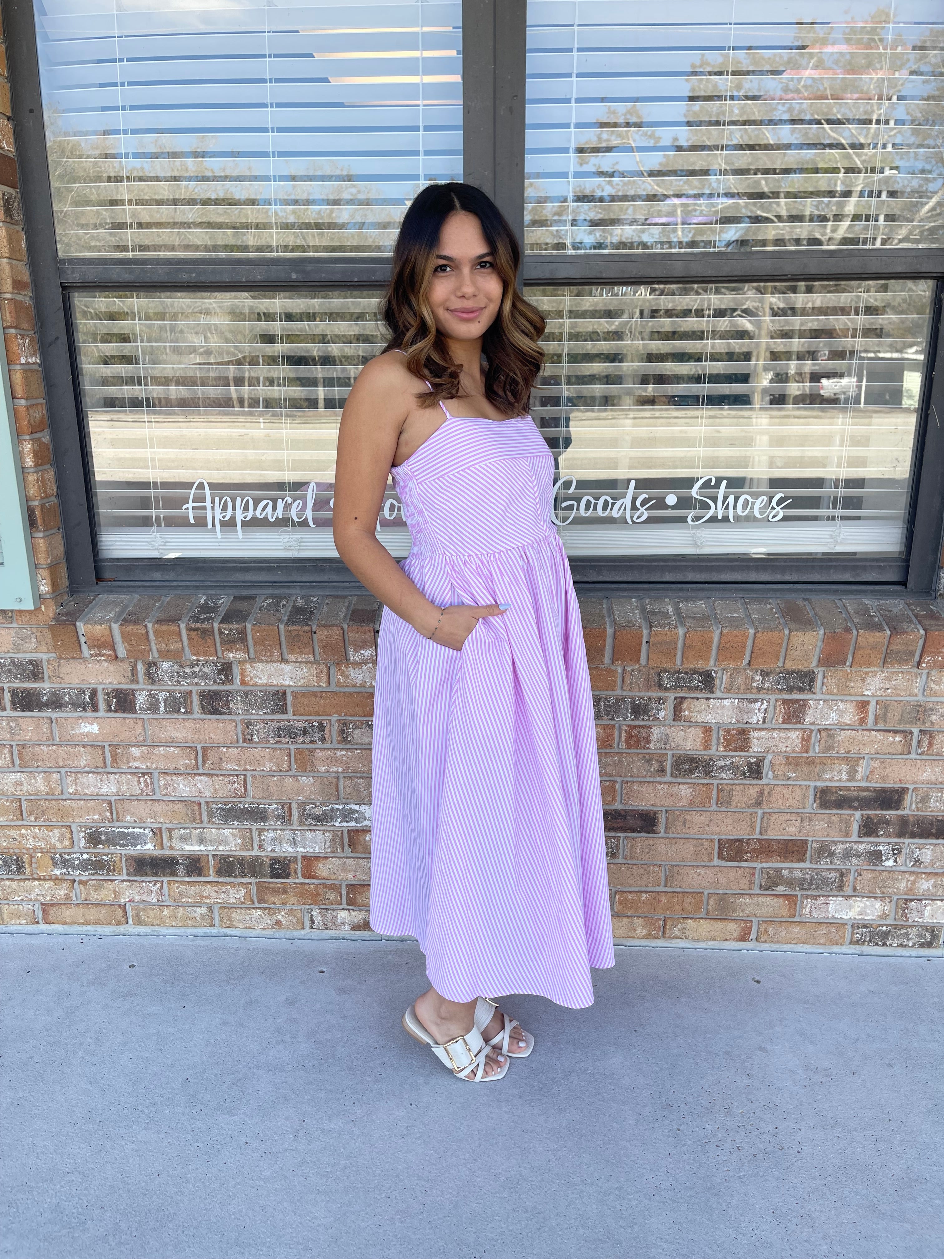 Polly Pink Striped Dress