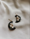 Celestial moon floral clay earrings