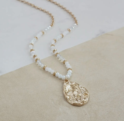 Golden Teardrop Beaded Necklace