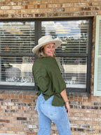 Easy Does It Olive Oversized Top