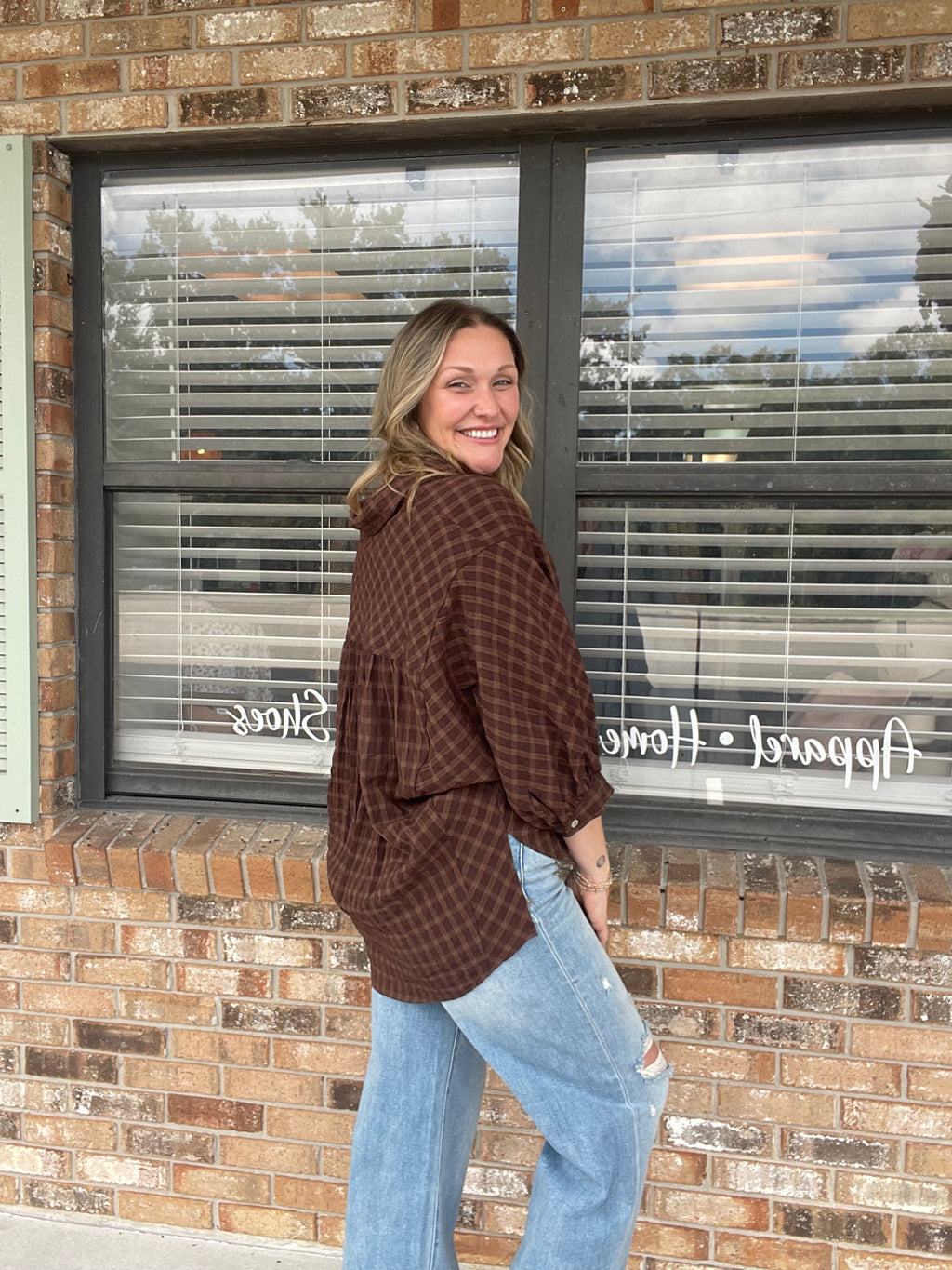 Coffee Date Plaid Top