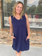 Navy Basic Swing Dress
