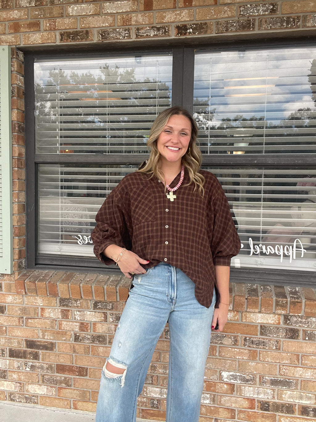 Coffee Date Plaid Top