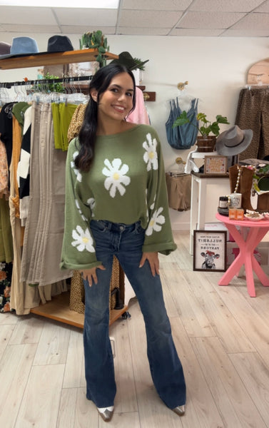 Olive Daisy Knit Sweater