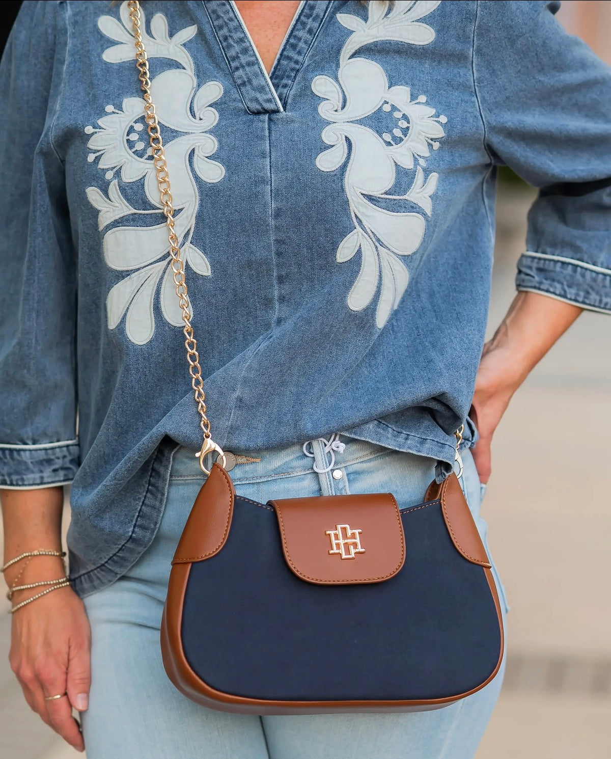 Leighton Navy Crossbody