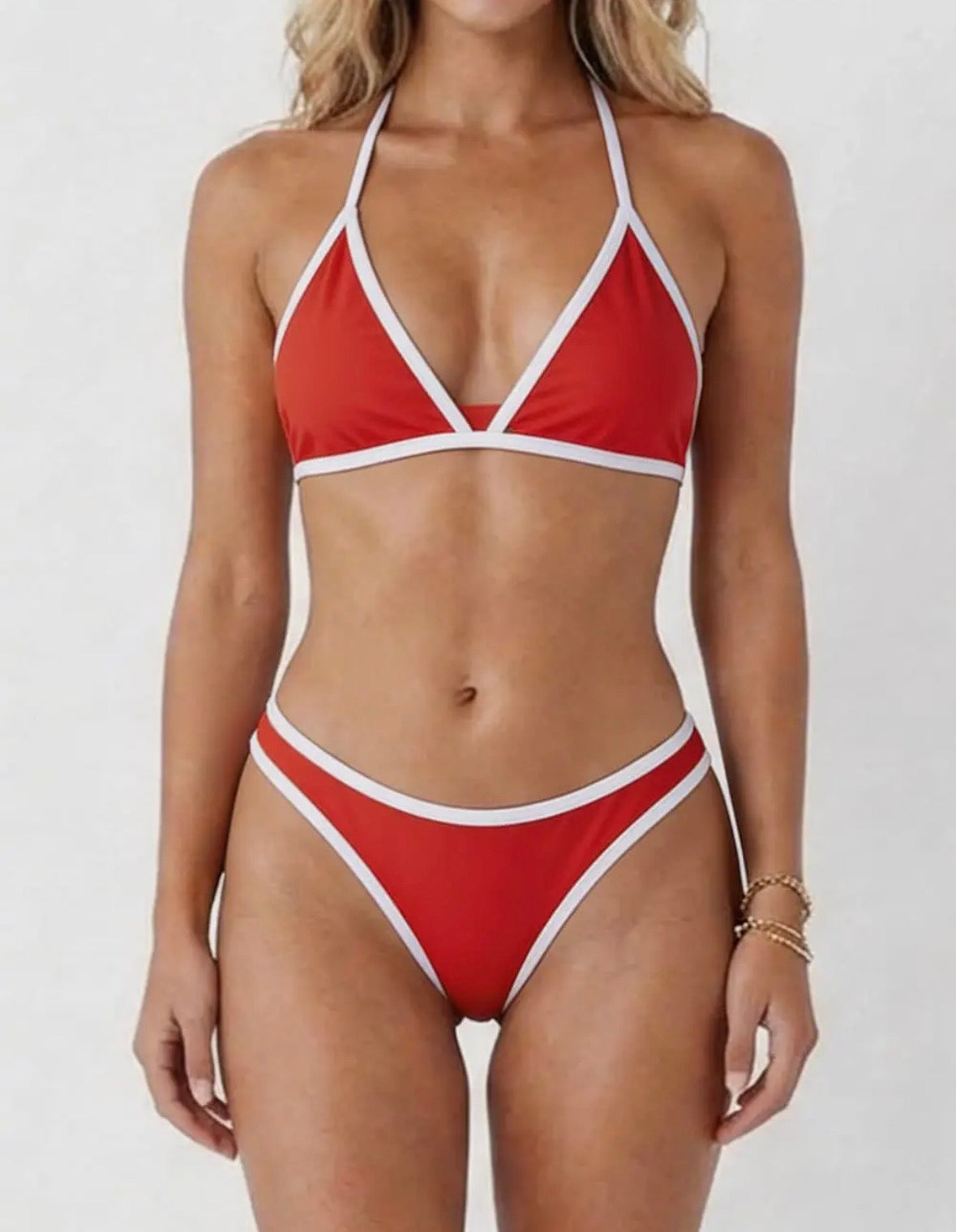 Red Hot Contrast Bikini Set
