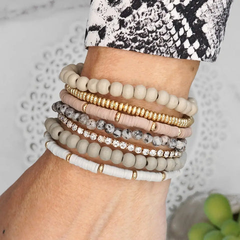 Boho Beaded Grey Stack