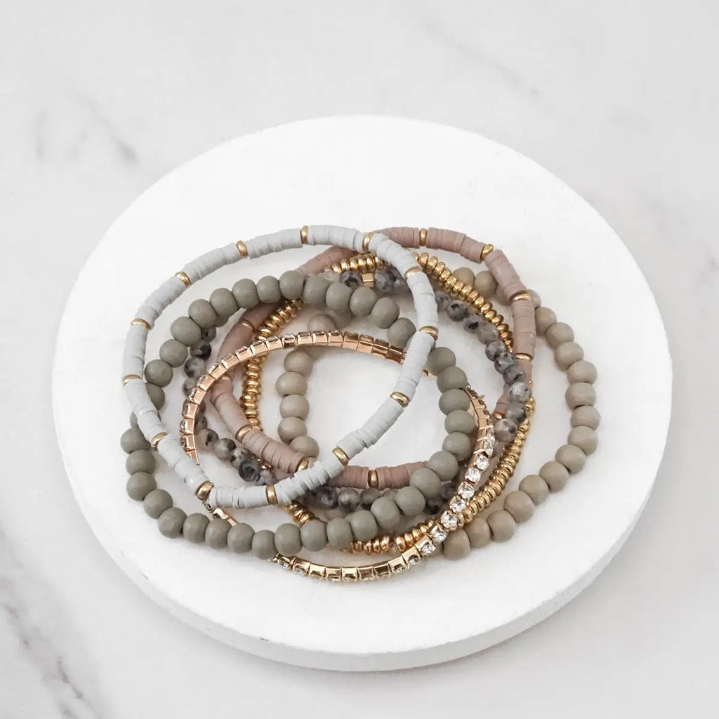 Boho Beaded Grey Stack
