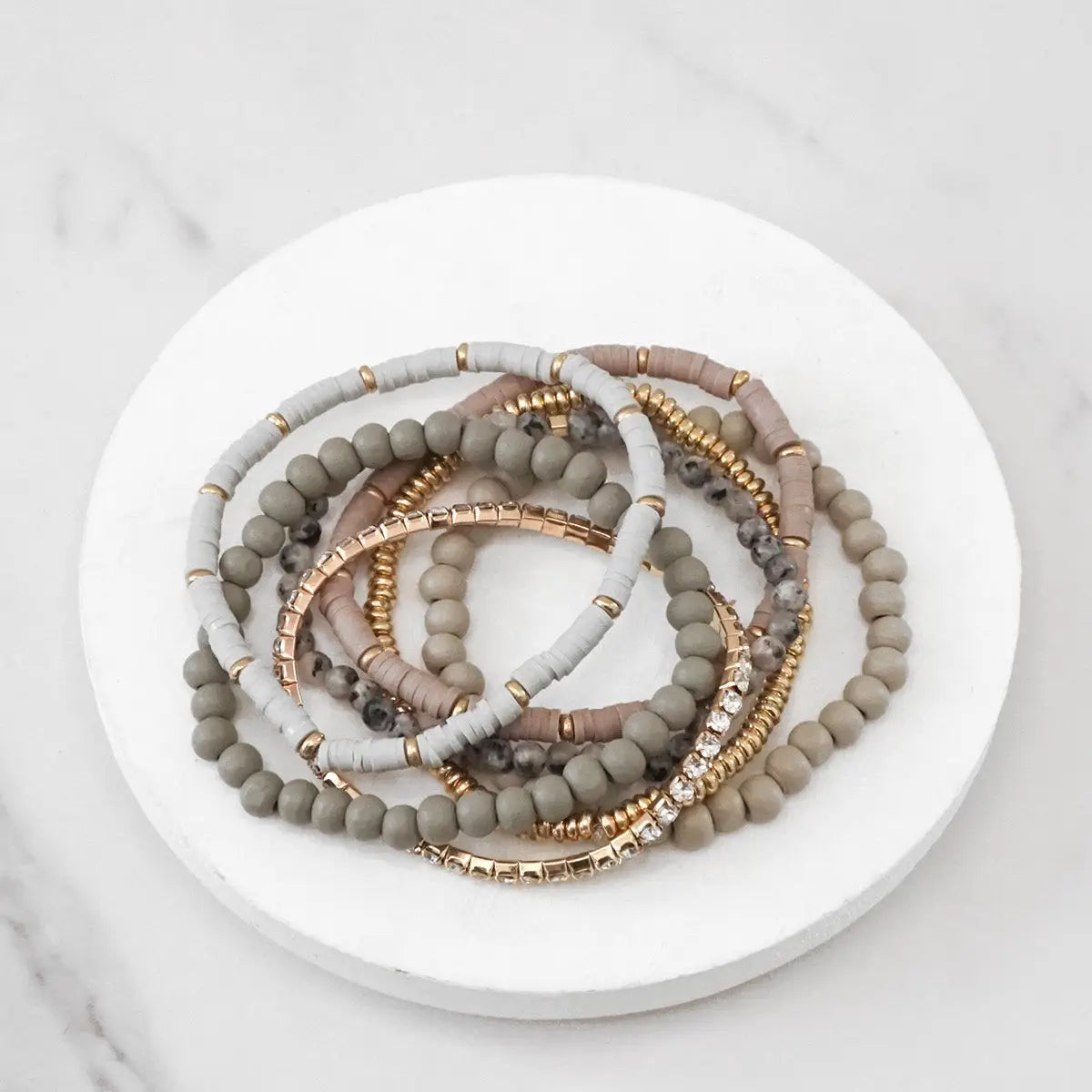 Boho Beaded Grey Stack