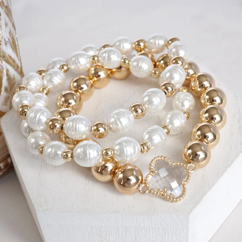 Chunky Beads & Clover Stack