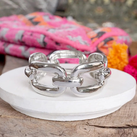 Chunky Silver Chain Bangle