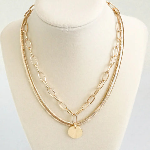 Gold Coin Layered Necklace