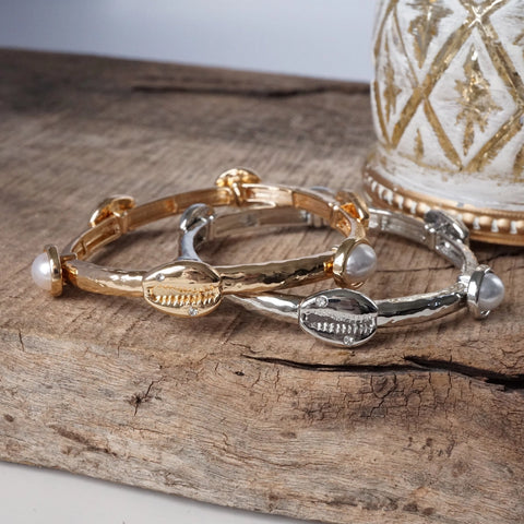 Gold Seashell Bangle
