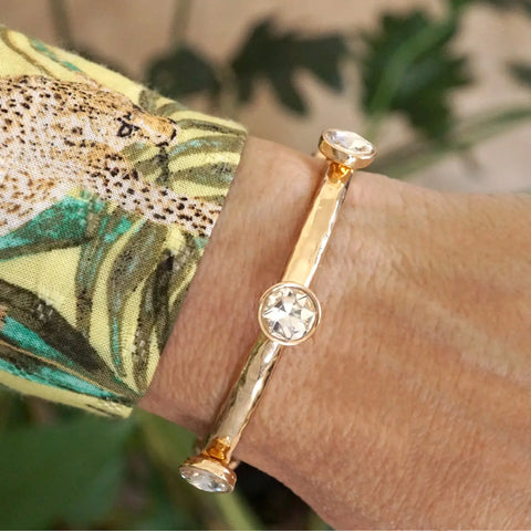 Clear Crystal Gold Bangle