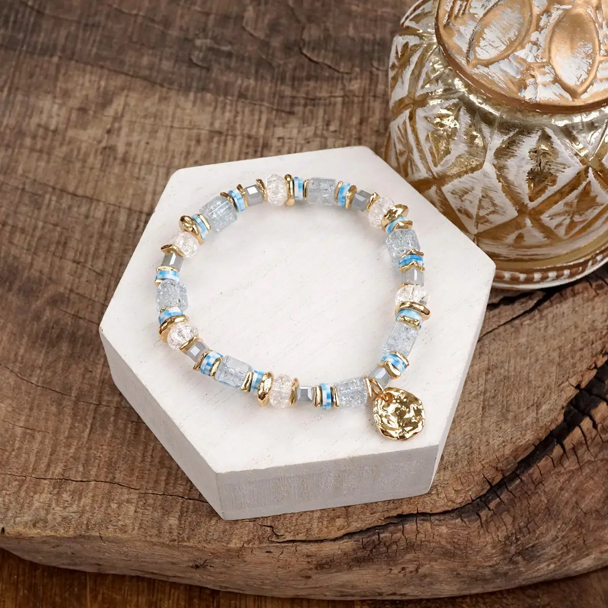 Blue Gold Coin Bracelet