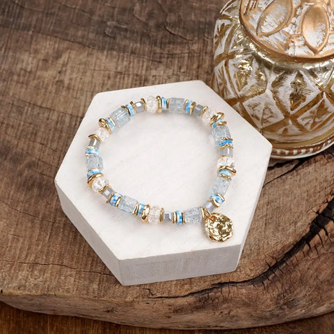 Blue Gold Coin Bracelet