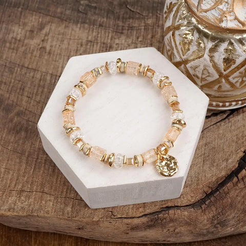 Peach Gold Coin Bracelet